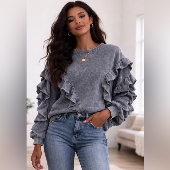 Poof! Tops - Poof! Ruffle Sweatshirt – Size Small